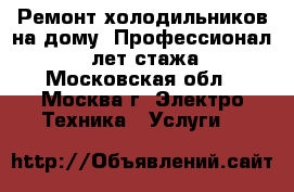 Ремонт холодильников на дому. Профессионал, 30 лет стажа. - Московская обл., Москва г. Электро-Техника » Услуги   